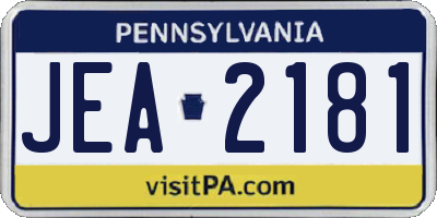 PA license plate JEA2181