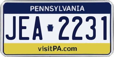 PA license plate JEA2231