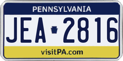 PA license plate JEA2816