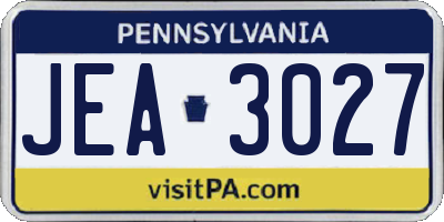 PA license plate JEA3027