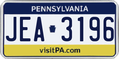 PA license plate JEA3196