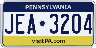 PA license plate JEA3204