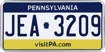 PA license plate JEA3209