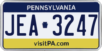 PA license plate JEA3247