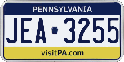 PA license plate JEA3255