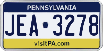 PA license plate JEA3278