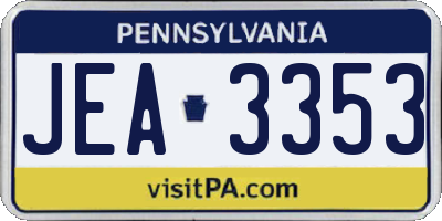 PA license plate JEA3353