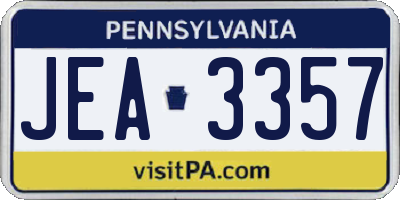 PA license plate JEA3357