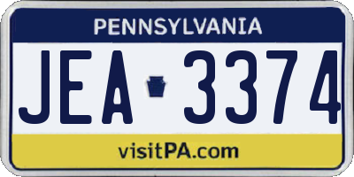 PA license plate JEA3374