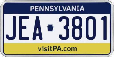 PA license plate JEA3801