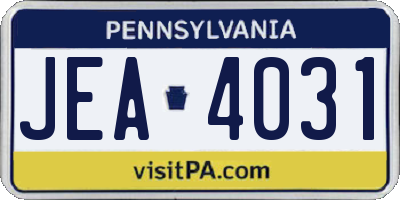 PA license plate JEA4031