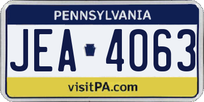 PA license plate JEA4063