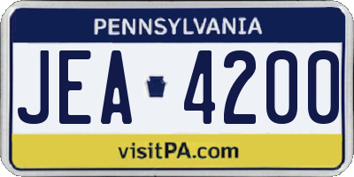 PA license plate JEA4200