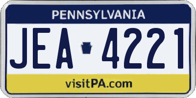 PA license plate JEA4221