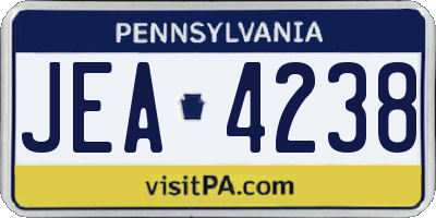 PA license plate JEA4238