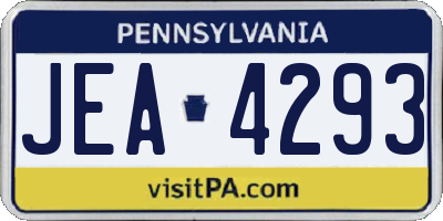 PA license plate JEA4293
