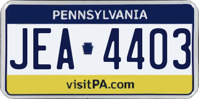 PA license plate JEA4403