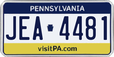 PA license plate JEA4481
