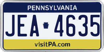 PA license plate JEA4635