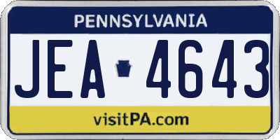 PA license plate JEA4643