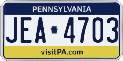 PA license plate JEA4703