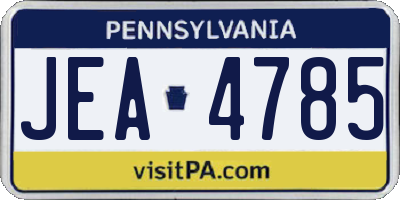 PA license plate JEA4785