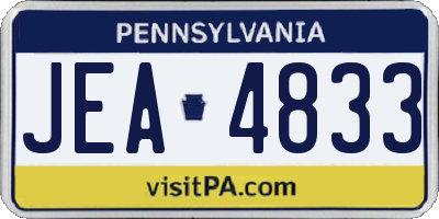 PA license plate JEA4833