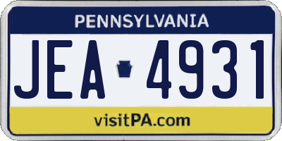 PA license plate JEA4931