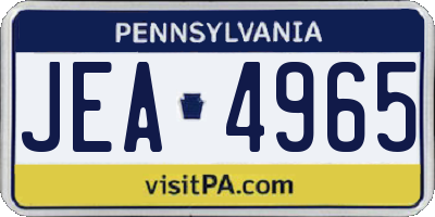 PA license plate JEA4965