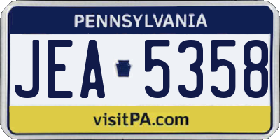 PA license plate JEA5358