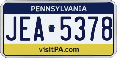 PA license plate JEA5378