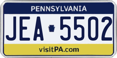 PA license plate JEA5502