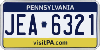 PA license plate JEA6321
