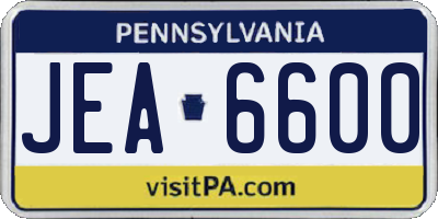 PA license plate JEA6600