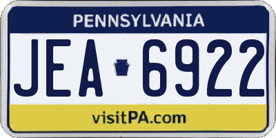 PA license plate JEA6922