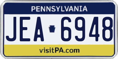 PA license plate JEA6948