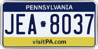 PA license plate JEA8037