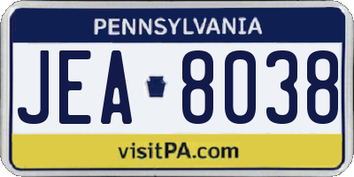 PA license plate JEA8038