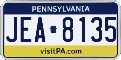 PA license plate JEA8135