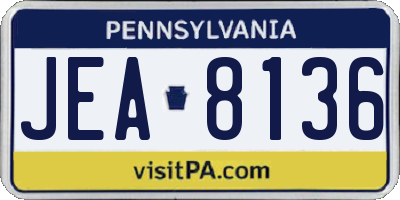 PA license plate JEA8136