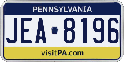 PA license plate JEA8196