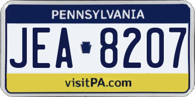 PA license plate JEA8207