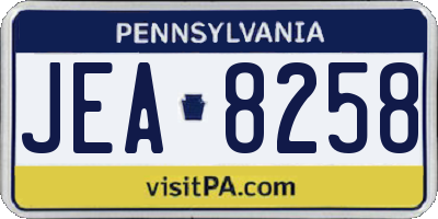 PA license plate JEA8258