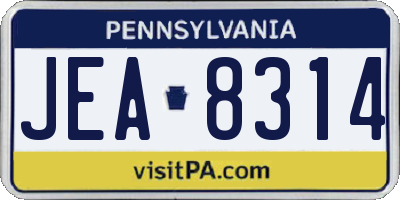 PA license plate JEA8314