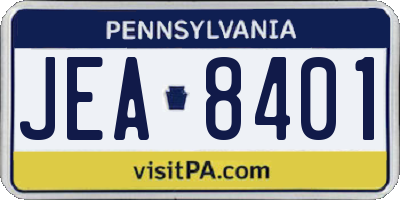 PA license plate JEA8401