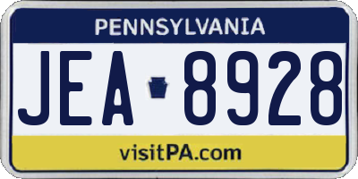 PA license plate JEA8928