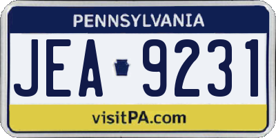 PA license plate JEA9231