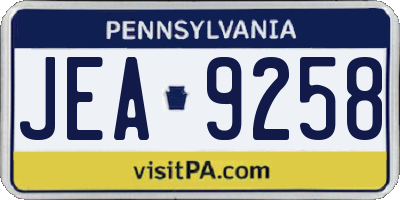 PA license plate JEA9258