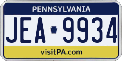 PA license plate JEA9934