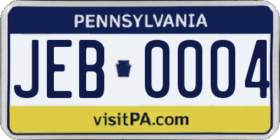 PA license plate JEB0004